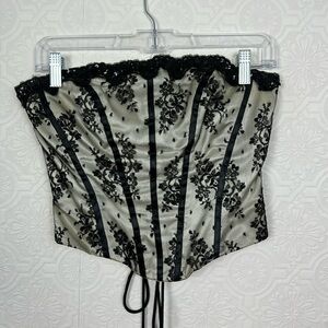 Vintage Corset Black White Lacey Lace Y2K Sequin 90s Zum Zum 80s Nikki Livas